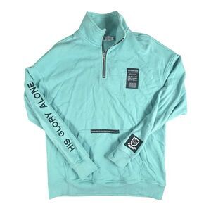HGA Mint Blue Tracksuit Jacket Mens Medium 1/4 Zip Sweatshirt His Glory Alone
